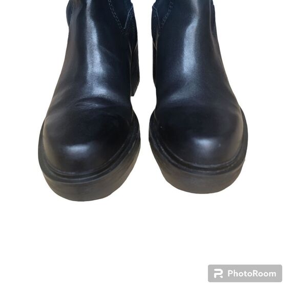 Zara Black Leather Chunky Heel Platform Ankle Boots. Size 10. - Picture 8 of 13